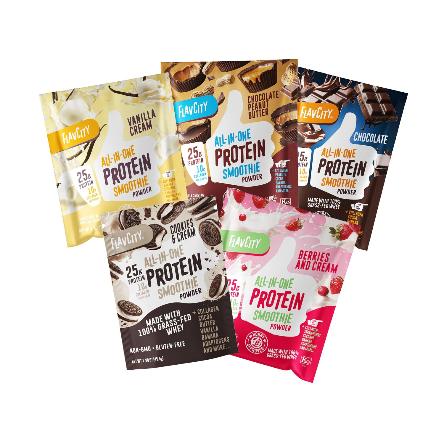 FlavCity All in One Protein Shake Powder Packets - On the Go Meal Alternative + 25g Protein & 10g... | Amazon (US)