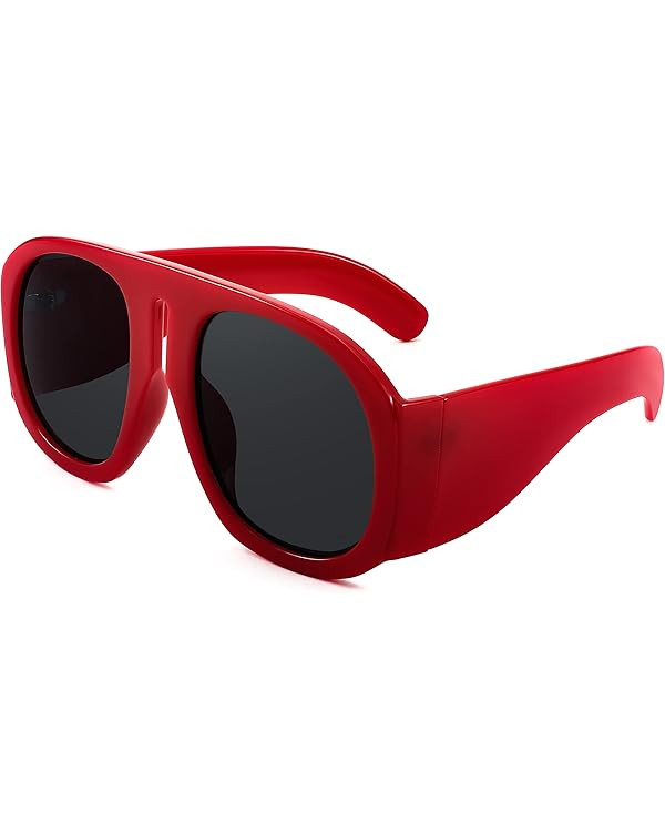 FEISEDY Retro Trendy Avaitor Sunglasses for Women Men Oversized Vintage 70s 80s Sunglasses Flat T... | Amazon (US)