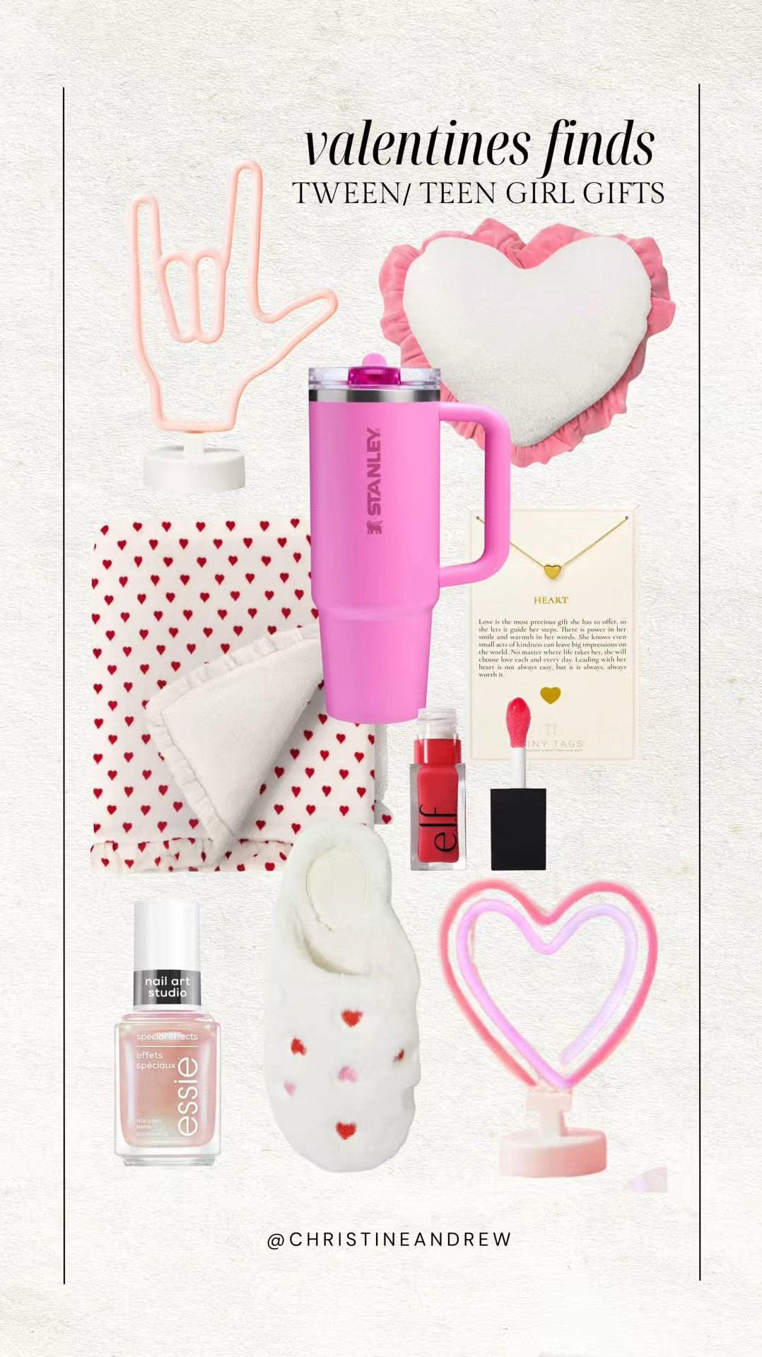 Valentines gifts for teen / tween girls 💖

Target finds, valentines decor, valentines gift, pink Stanley, heart light, girl valentines gift, friend valentines, target valentines, Christine Andrew 

#LTKGiftGuide #LTKSeasonal #LTKWatchNow