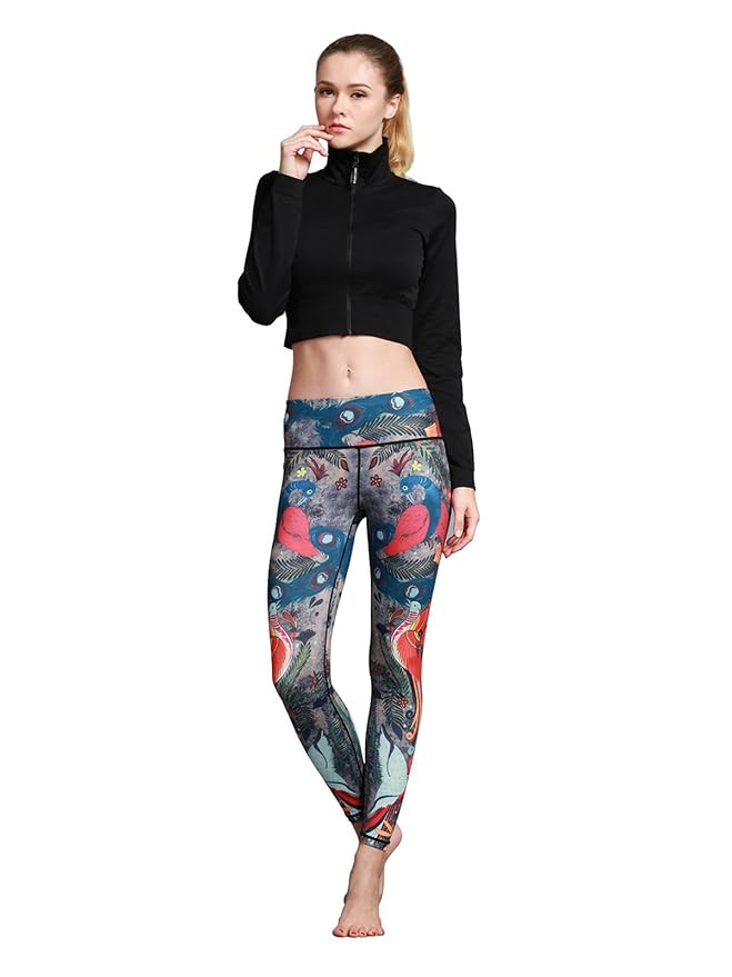 MUMUWU Women Yoga Pants Printed Workout Gym Running Leggings | Amazon (US)