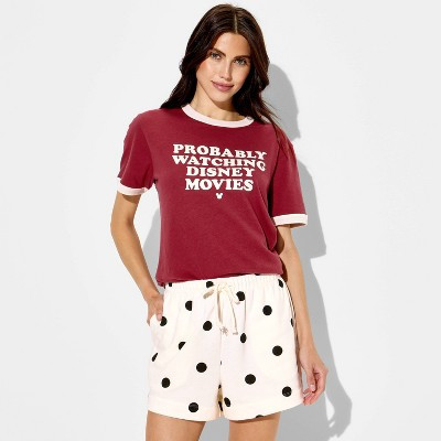 Women's Graphic Pull-On Shorts - White Polka Dots XL | Target