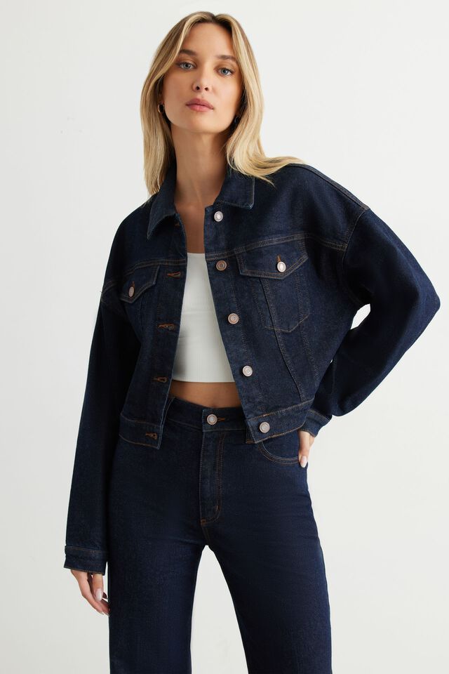 Cropped Denim Jacket | Dynamite Clothing