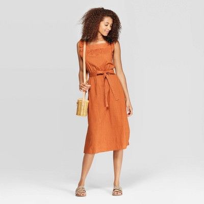Women's Ruffle Sleeveless Square Neck Midi Dress - Universal Thread™ | Target