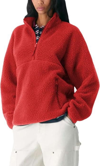 Aimiray Women’s Quarter Zip Fleece Pullover Fuzzy Sherpa Jacket | Amazon (US)