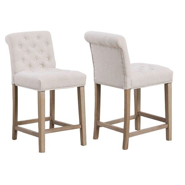 The Gray Barn Hill House Beige Tufted Upholstered Dining Bar Stool Chairs (Set of 2) - N/A | Bed Bath & Beyond