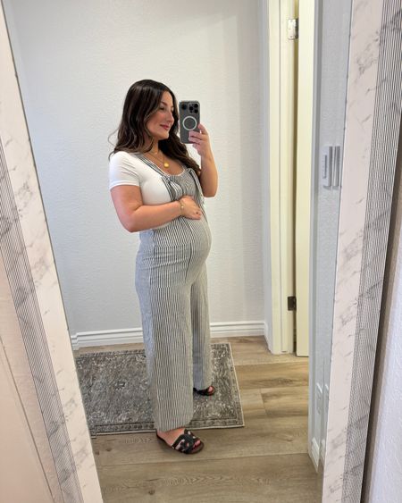 Linen overalls are maternity and petite friendly! Love the front knots and side pockets!! 

Wearing a size medium in overalls and double lined tee 

Sandals TTS

Maternity outfit at 35 weeks pregnant, maternity fashion, bump friendly

#LTKFamily #LTKBump #LTKStyleTip