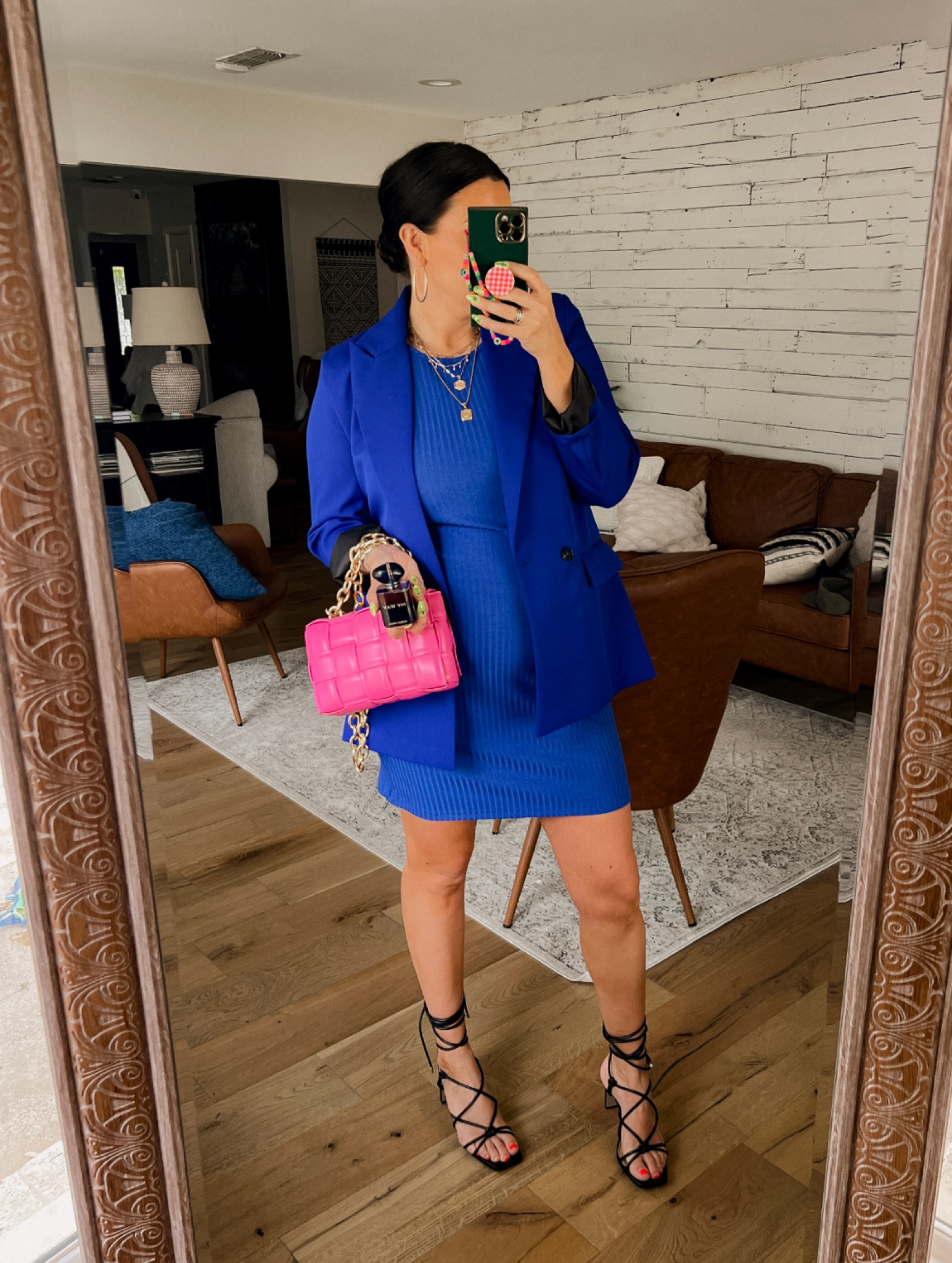 Date night look inspired by my perfume. 
Blue monochrome
Dress: XL
Blazer: Large
Shoes: TTS

#LTKSeasonal #LTKsalealert #LTKBeautySale