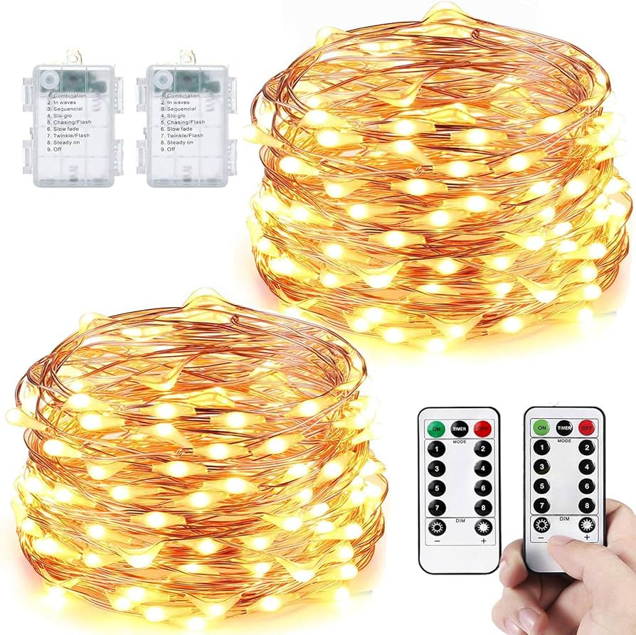[2 Packs] Fairy Lights Outdoor Waterproof, LeMorcy 33ft 100LED Battery Powered String Lights with... | Amazon (CA)