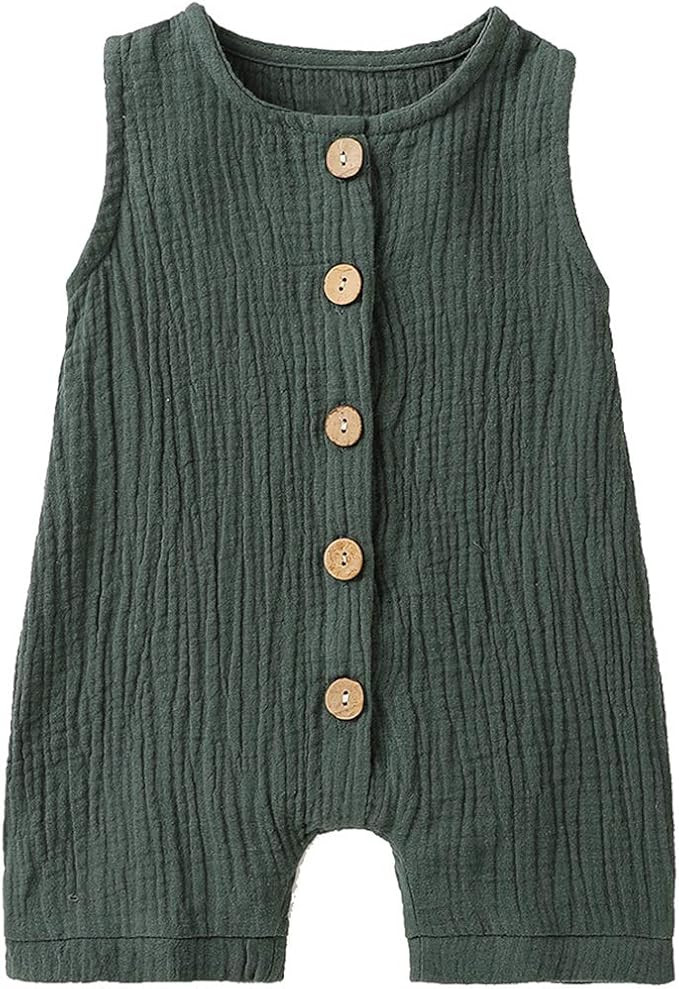 Infant Newborn Baby Boys Girls Cotton Linen Romper Summer Jumpsuit Sleeveless Overalls Clothing S... | Amazon (US)