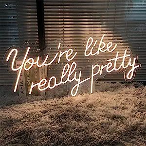 Neon Signs You are Like Really Pretty-Transparent Acrylic with Dimmers Light Signs Indoor Bedroom... | Amazon (US)