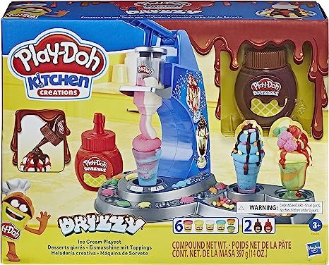 Play-Doh Kitchen Creations Drizzy Ice Cream Playset Featuring Drizzle Compound & 6 Non-Toxic Colo... | Amazon (US)