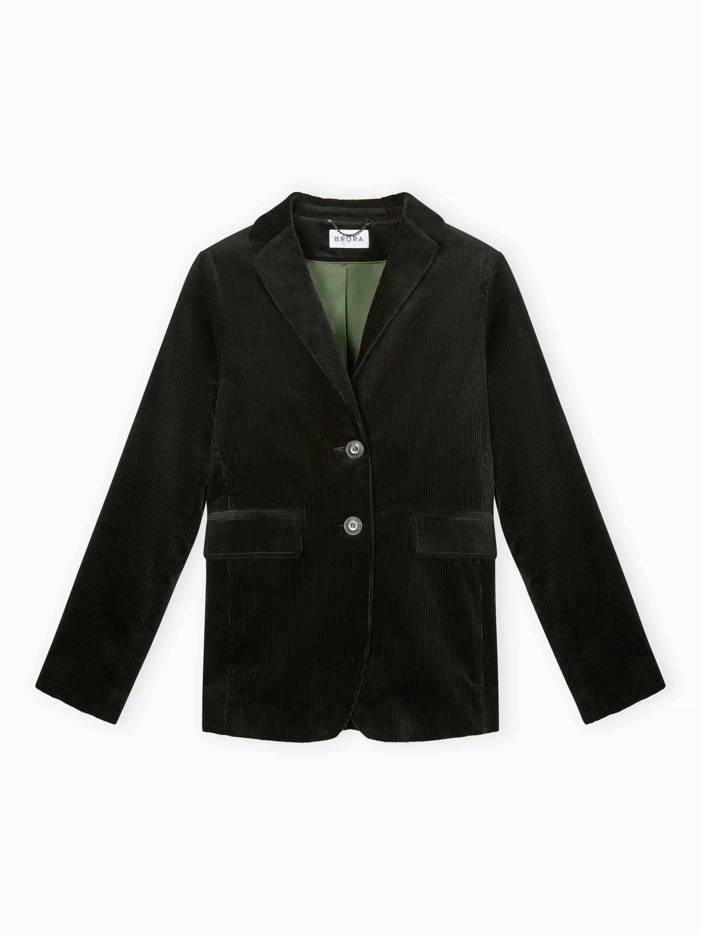 Brora Corduroy Open Neck Blazer, Seaweed | John Lewis (UK)