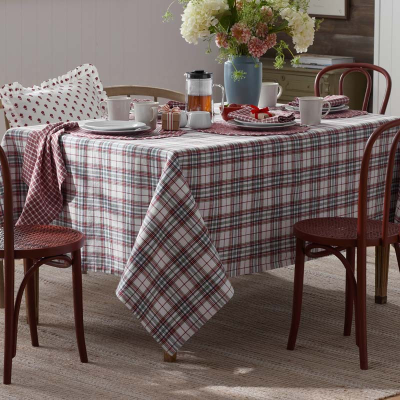 Clara Plaid Yarn-Dyed Tablecloth - Red Multi, 70 in. x 90 in. | The Company Store