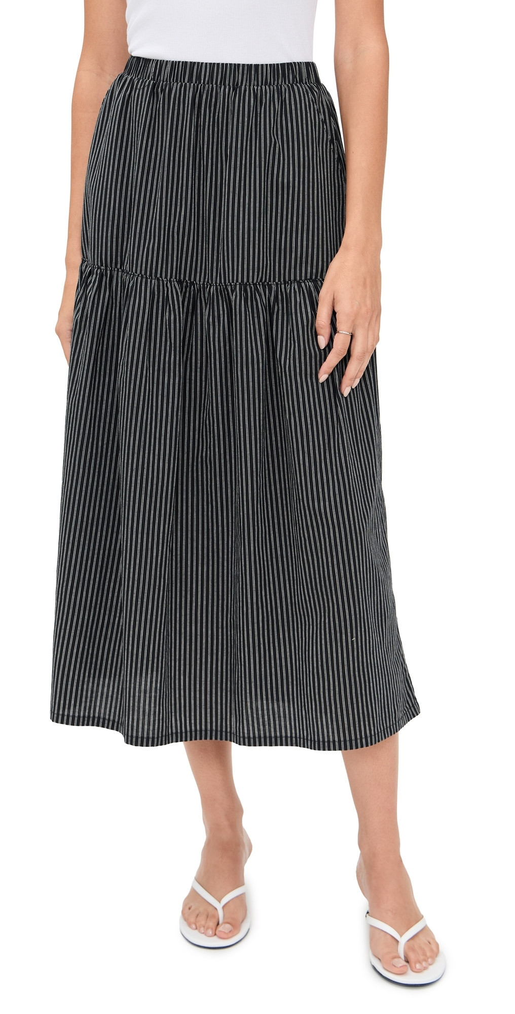 perfectwhitetee Arielle Long Skirt Black Stripe XS | Shopbop