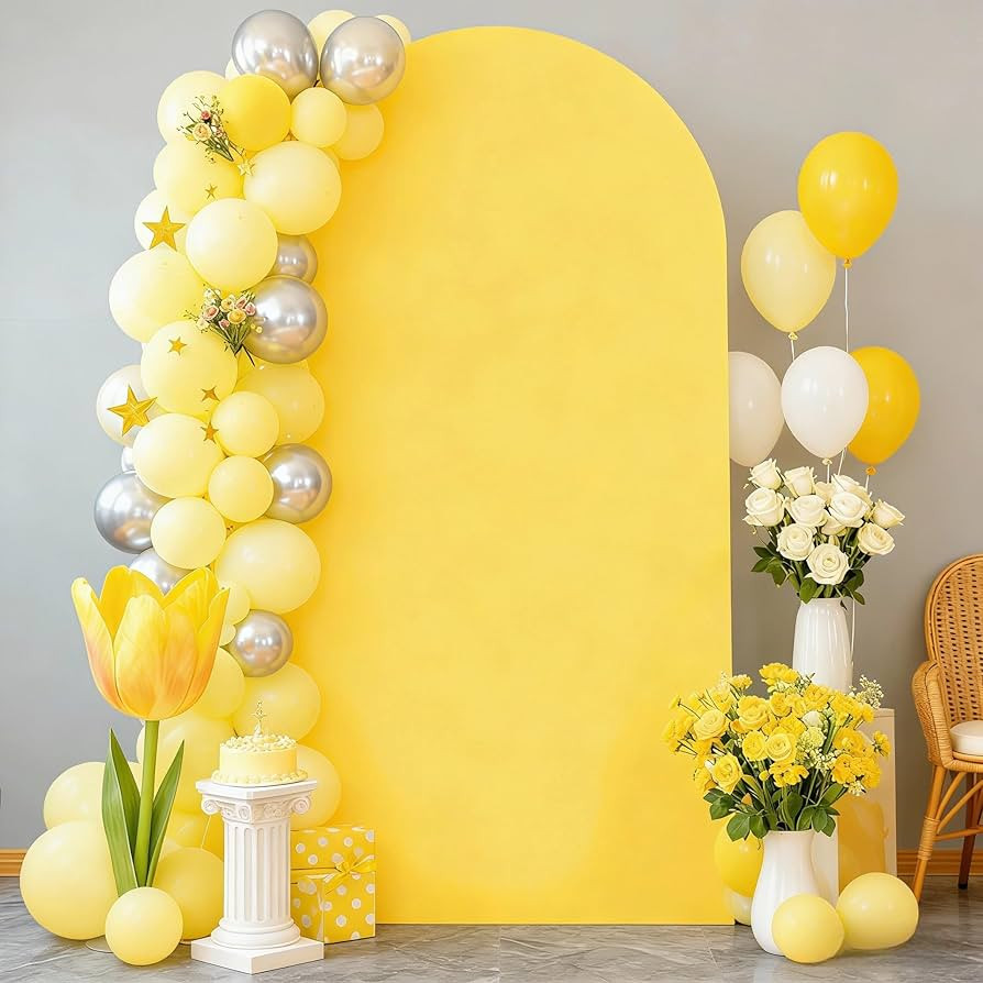 7.2FT Yellow Arch Backdrop Cover - Polyester Fitted Wedding Arch Stand Covers Round Top Chiara Ar... | Amazon (US)