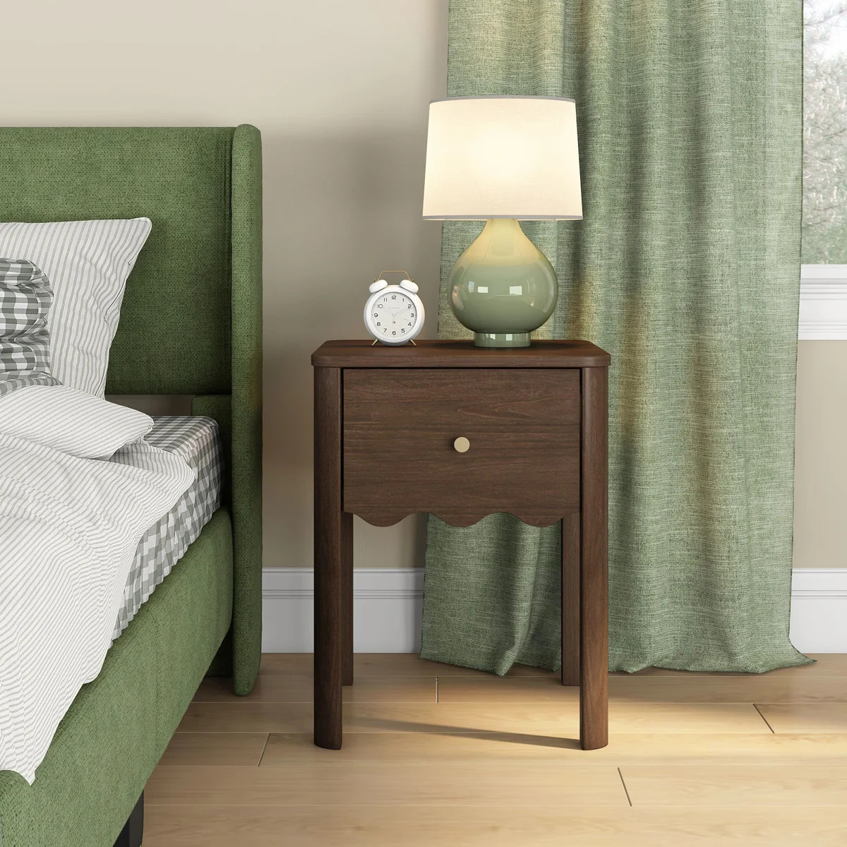 Setzer 1 Drawer 18 in. Wide Nightstand with Wave Detail | Wayfair North America