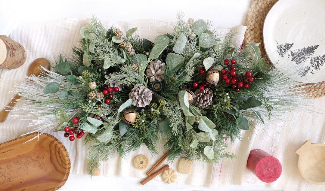 Christmas Centerpiece for Table: Winter Holiday Candle Holder Rustic Decoration Gift Modern Farmh... | Etsy (US)