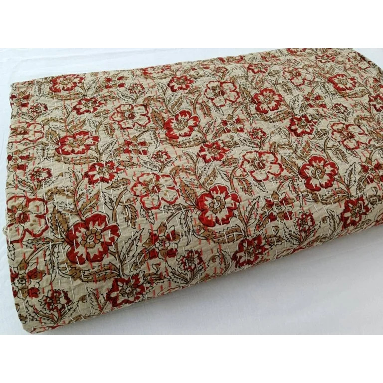 A And E Textiles House Amanda Kantha Quilt Handblock Print floral Bliss Design Kantha Indian Netu... | Walmart (US)