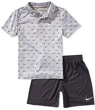 Nike Little Boys Short-Sleeve Swoosh-Printed Polo Shirt  Solid Shorts Set -  7 | Dillard's