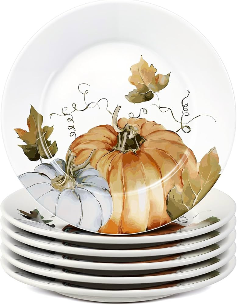 Honeydak 6 Pcs 6 Inch Fall Plates Pumpkin Ceramic Thanksgiving Salad Plates So Blessed Platter Co... | Amazon (US)