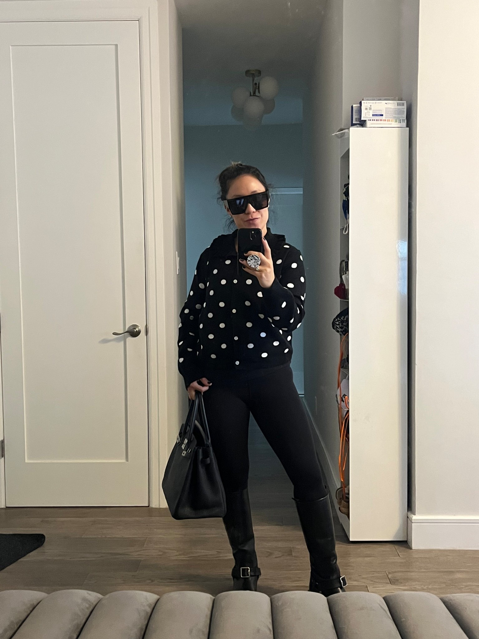 Apres ski. Cropped polka dot sweater. Love the ruffle neck detail. I’m wearing an xs. I’m in love with these tall boots. They go with everything! Large calf friendly. I’m wearing a 36.

#LTKFindsUnder50 #LTKCyberWeek #LTKootd