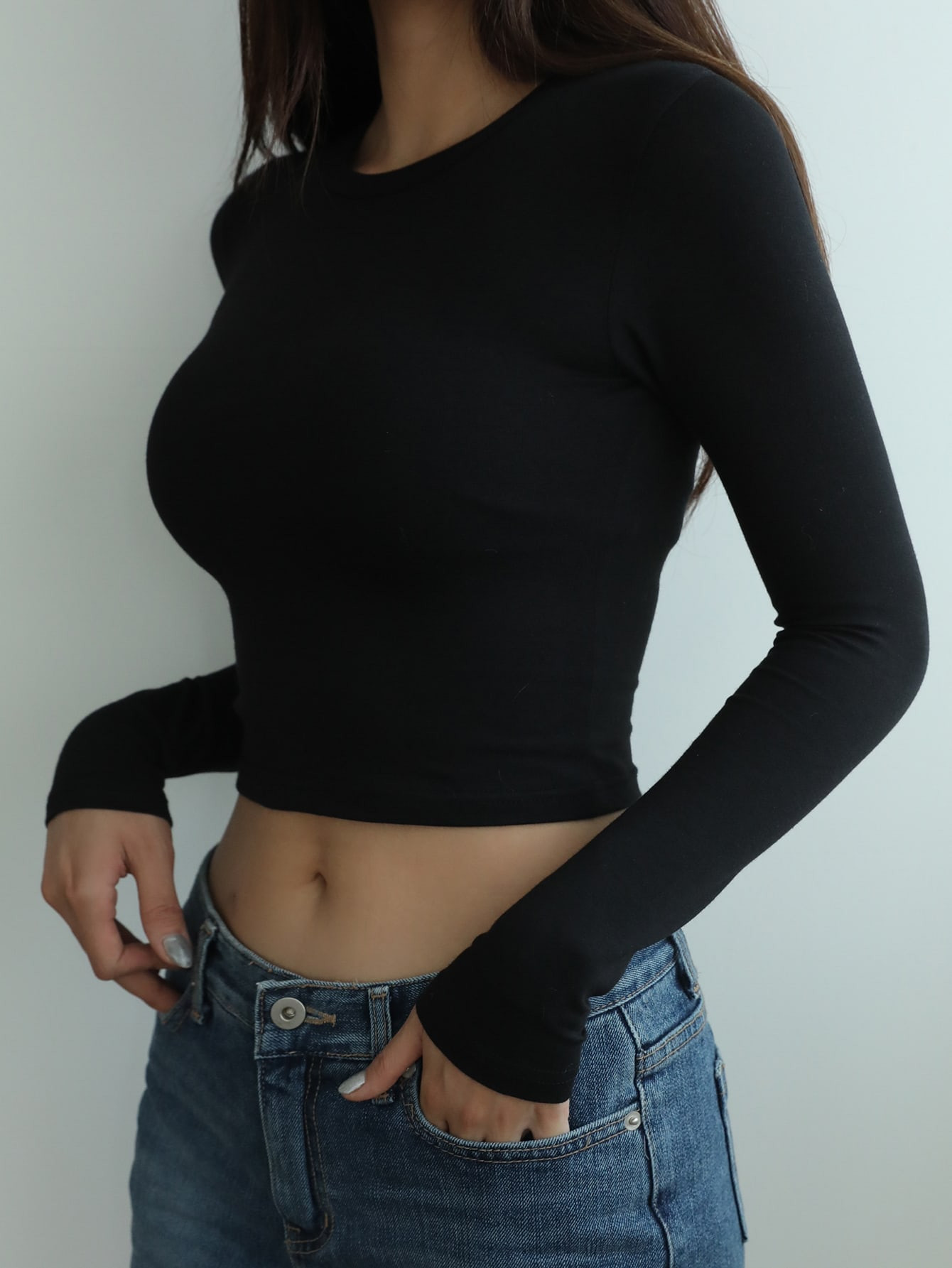 DAZY Solid Crop Slim Tee | SHEIN