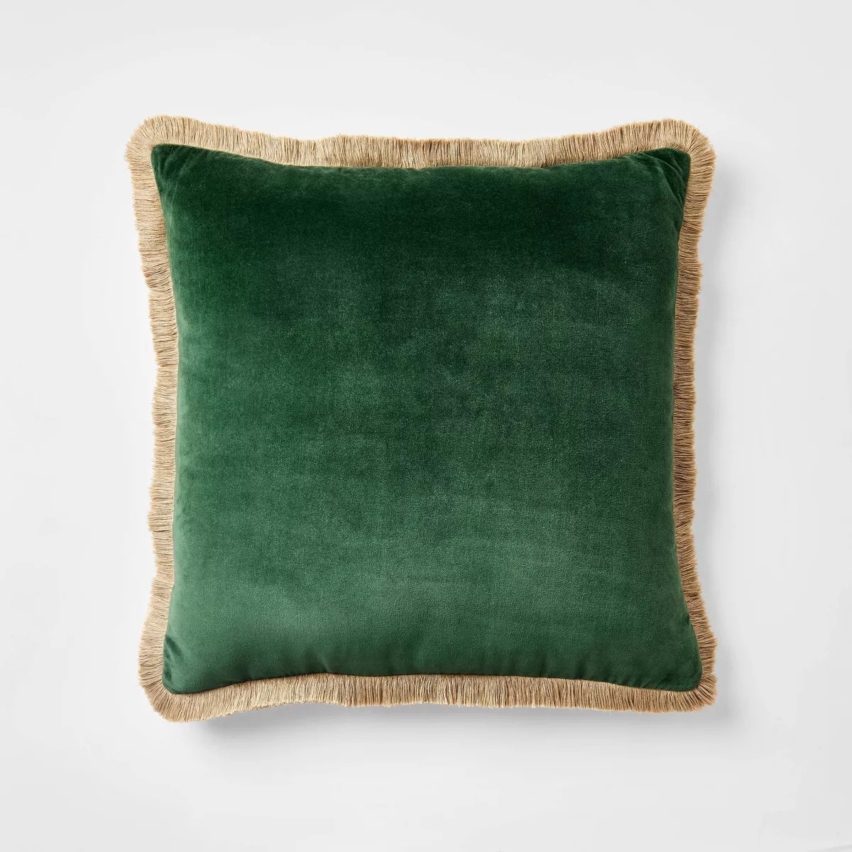 Velvet Throw Pillow with Fringe Trim Green - Threshold™ designed with Studio McGee | Target