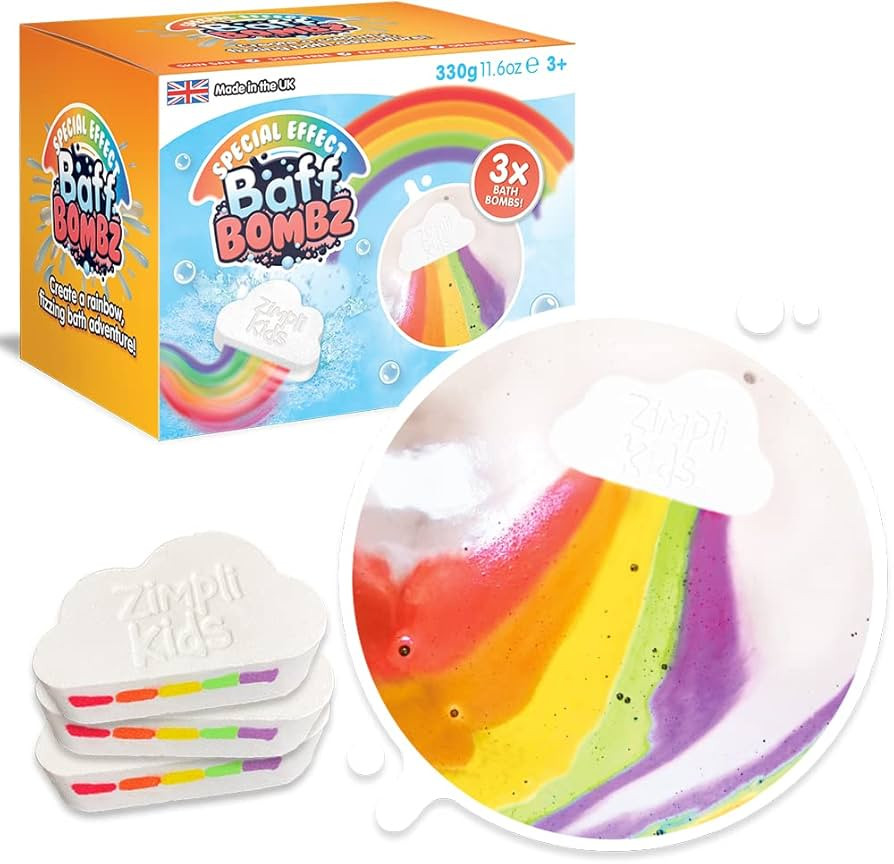 3 x Large Cloud Rainbow Bath Bombs from Zimpli Kids, Special Effect Bath Bombs for Children, Hand... | Amazon (UK)