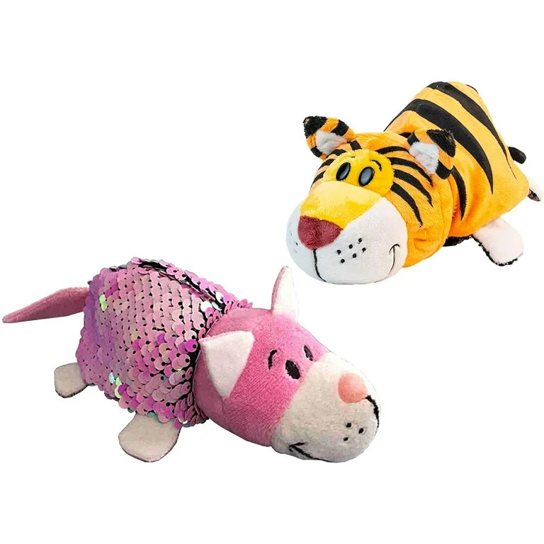 FlipaZoo FB Flipquins - 2 Pack (Elephant/Tiger & PkCat/Mouse) - Plush Comes with Reversible Sequi... | Walmart (US)