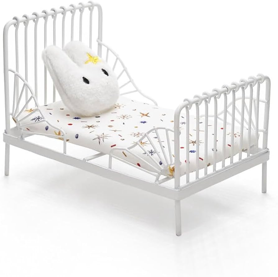 Odoria 1/12 Miniature Iron Bed Dollhouse Furniture Accessories, White | Amazon (US)