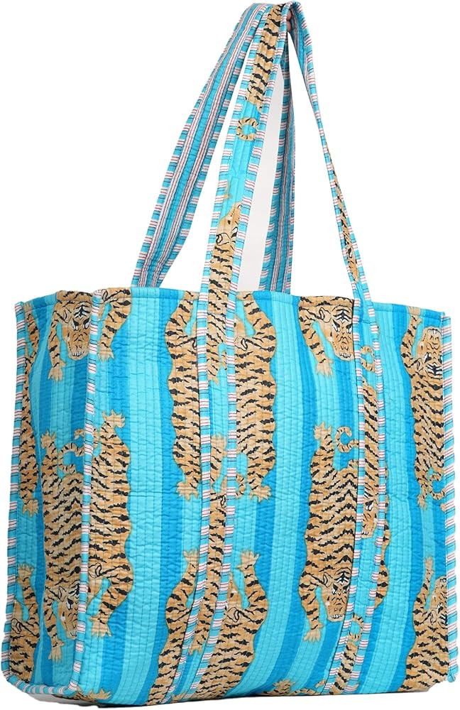 Quilted Tote Bag 100% Cotton Printed Tote Bag | Amazon (US)