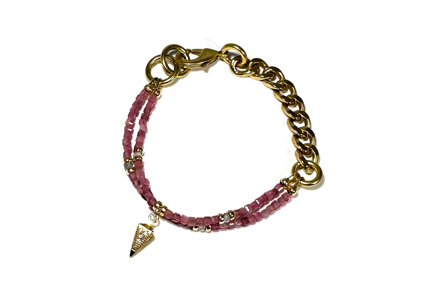 REMIX DUO: MINI PINK TOURMALINE & ART DECO DROP BRACELET \u2014 Rachel Nathan | Rachel Nathan