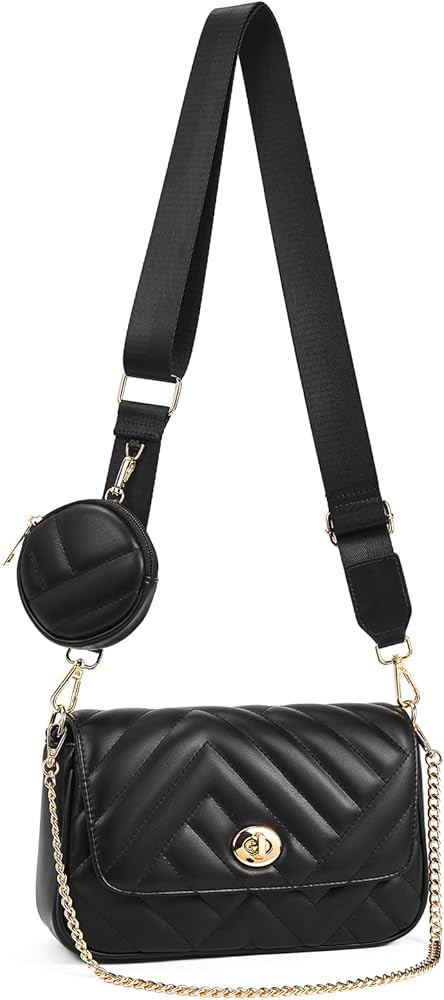 Telena Quilted Crossbody Bags for Women Trendy, Small Womens Leather Shoulder Bag with Coin Purse | Amazon (US)