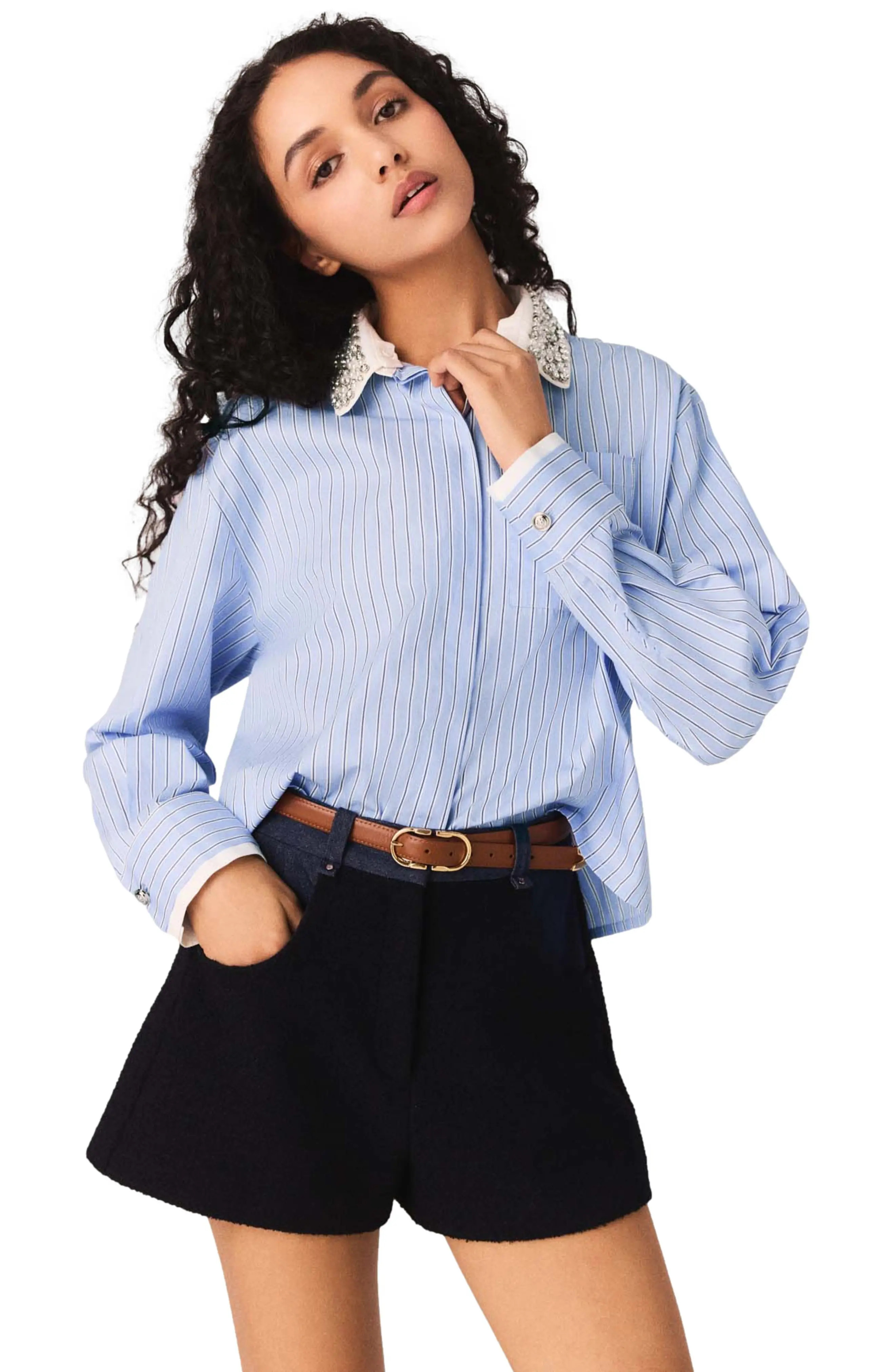 Shirt with removable jewel collar (Women) | Nordstrom | Nordstrom