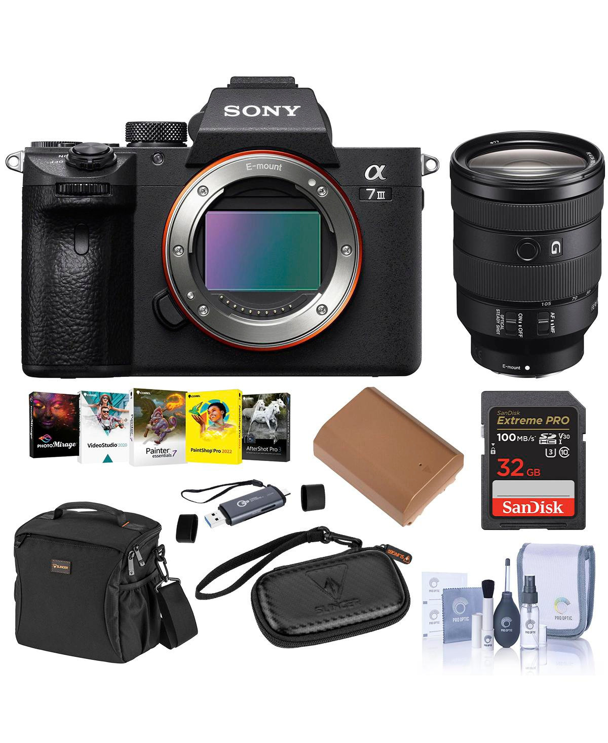 Sony Alpha a7 Iii Mirrorless Camera with Fe 24-105mm f/4 G Oss Lens, Black, Bundle with Shoulder Bag, 32GB Memory Card, Cleaning Kit, Otg Card Reader, | Macy's