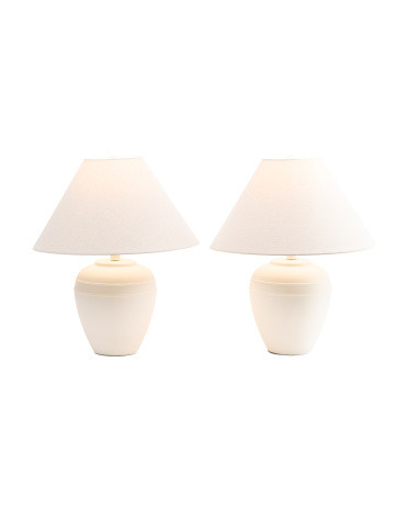 2pk 21in Textured Table Lamp With Tapered Shade Set | Marshalls