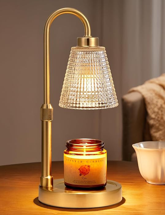 Innqoo Gold Candle Warmer Lamp with Timer, Dimmable Candle Warmer for Jar Candles, Height Adjusta... | Amazon (US)