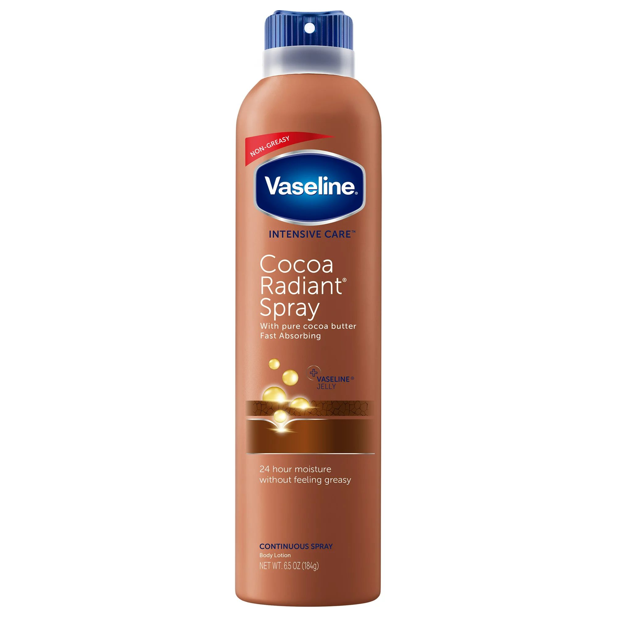 Vaseline Intensive Care Radiant Moisturizer Non Greasy Spray Body Lotion, Cocoa, 6.5 fl oz | Walmart (US)