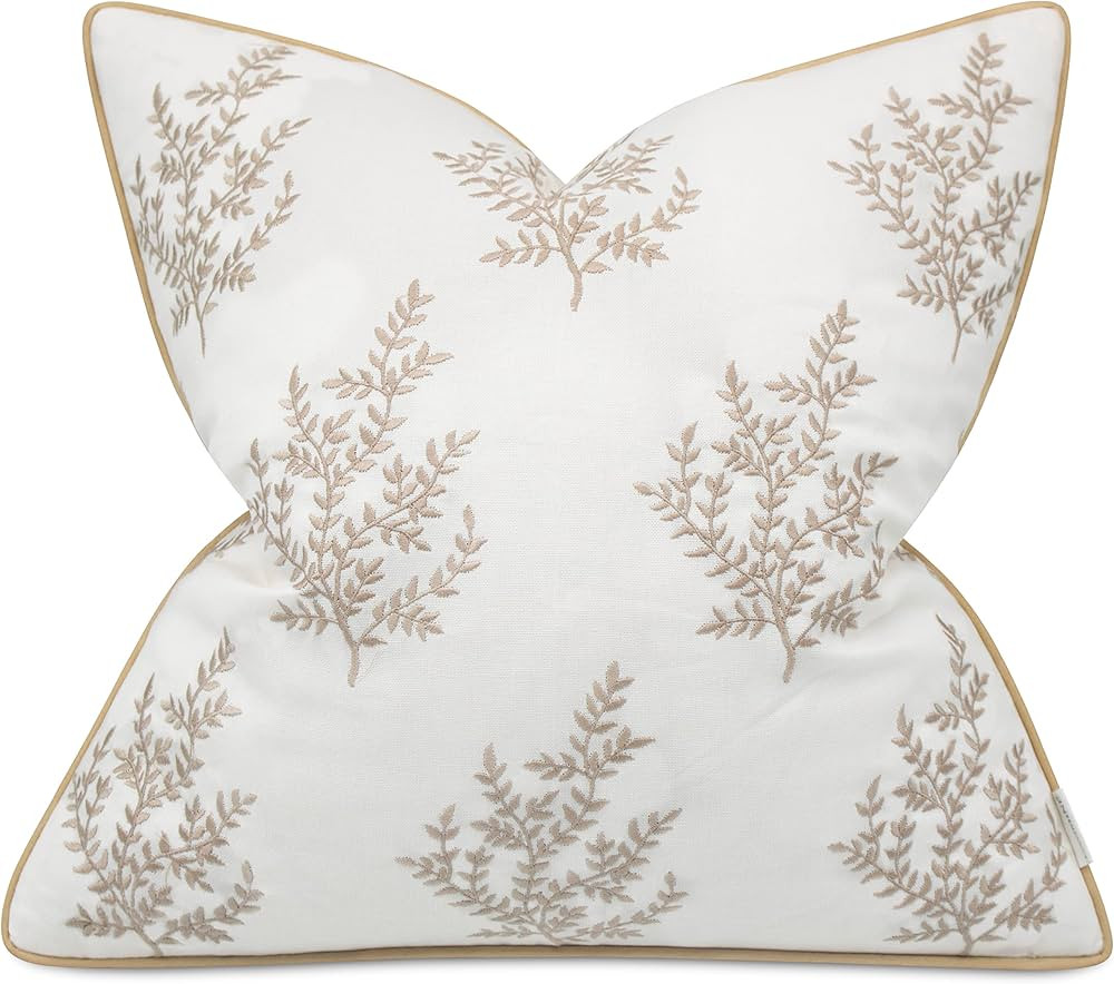 VAGMINE Embroidered Cotton Square Decorative Accent Throw Pillow Cover - for Master Bedroom, New ... | Amazon (US)