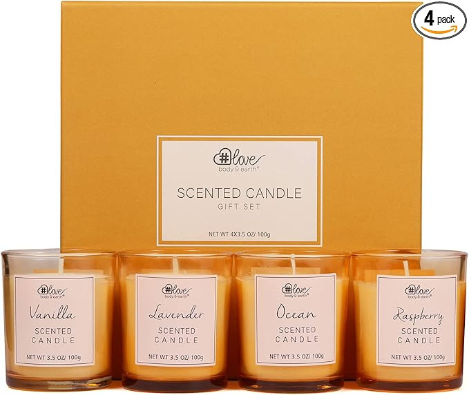 Scented Candle Set, Soy Wax Candles for Stress Relief and Home Decor, 4x3.5oz Scented Portable Tr... | Amazon (US)