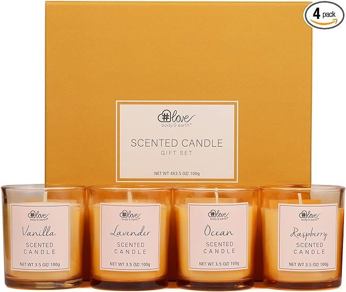 Scented Candle Set, Soy Wax Candles for Stress Relief and Home Decor, 4x3.5oz Scented Portable Tr... | Amazon (US)