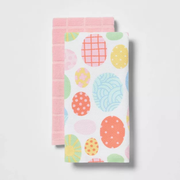 2pk Cotton Egg Print Kitchen Towels - Spritz™ | Target