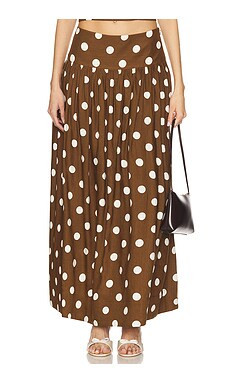 MAJORELLE Dot Maxi Skirt in Brown & Ivory Dot from Revolve.com | Revolve Clothing (Global)