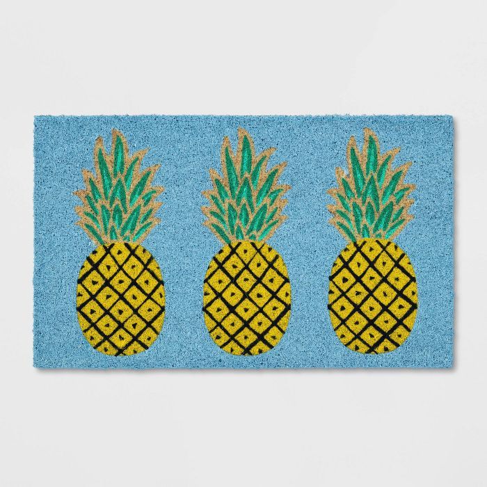 1'6"x2'6" Pineapple Coir Doormat Rug Blue - Sun Squad™ | Target
