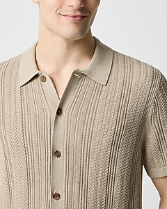 Cable button-front sweater-polo | J.Crew Factory