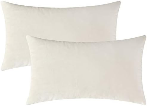 Mixhug Set of 2 Cozy Velvet Rectangle Decorative Throw Pillow Covers for Couch and Bed, Cream, 12... | Amazon (US)