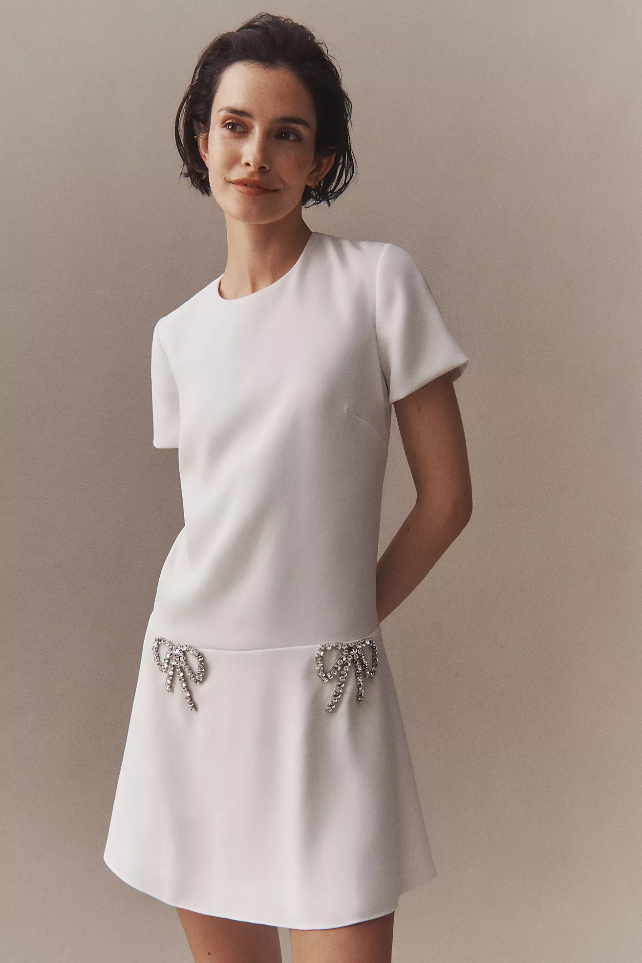 Sachin & Babi Short-Sleeve Crystal Bow Mini Dress | Anthropologie (US)