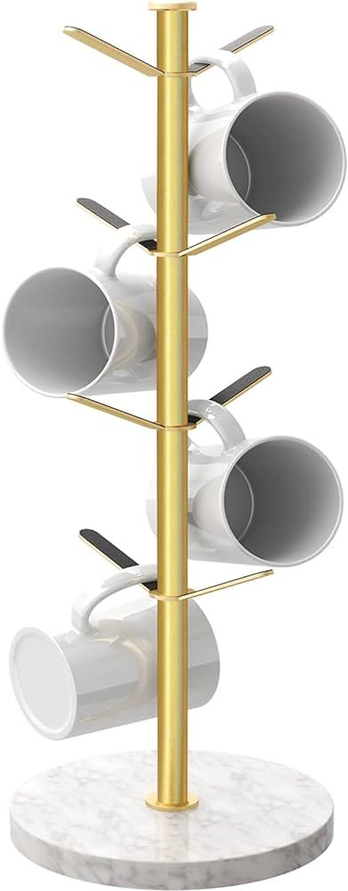 Gypie Gold Mug Holder Tree with Marble Base, 8 Hooks Coffee Cups Holder Stand, New Upgrad Stable ... | Amazon (US)