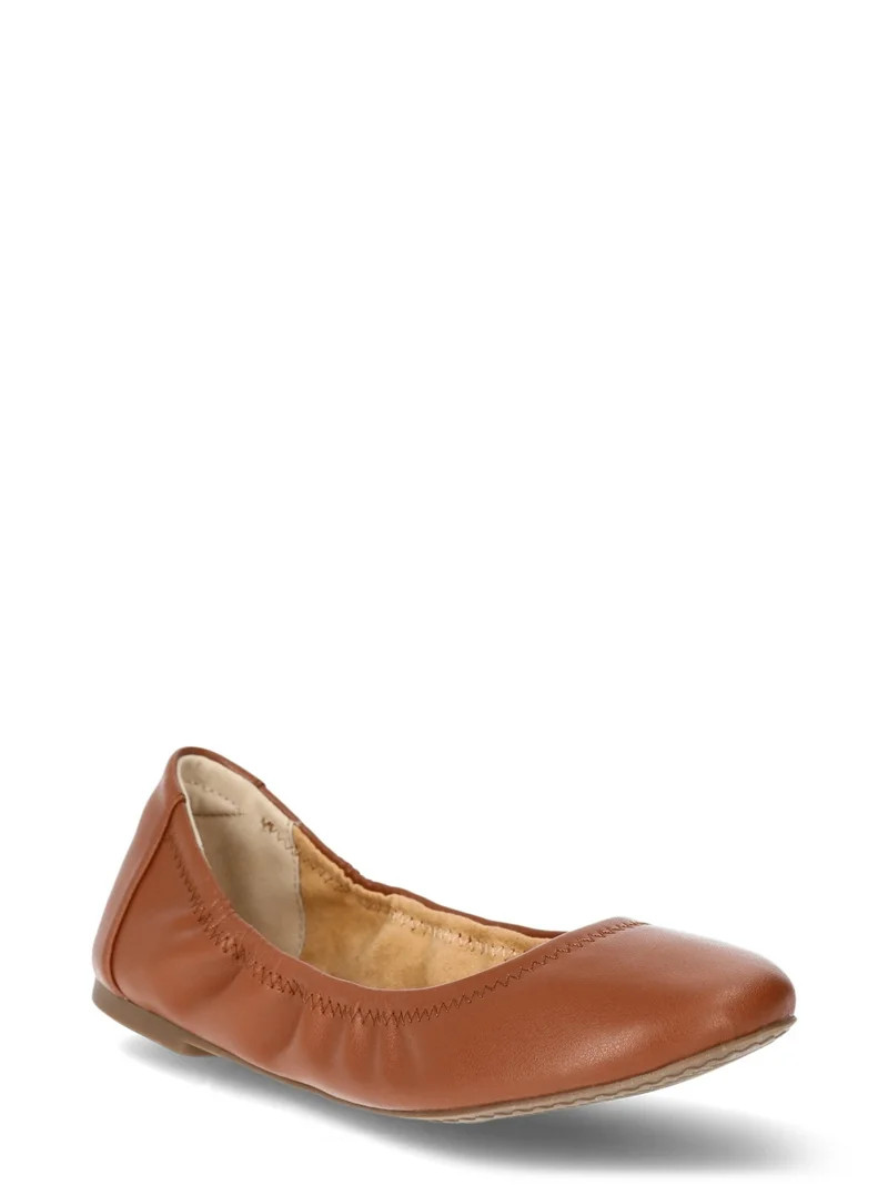 Time and Tru Women’s Scrunch Ballet Flats, Sizes 6-11, Wide Width Available | Walmart (US)