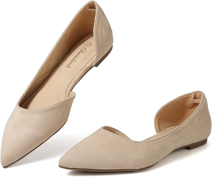 Womens Pointed Toe Black Ballet Flats Comfortable Casual Dress Flats for Women Elegant Memory Foa... | Amazon (US)